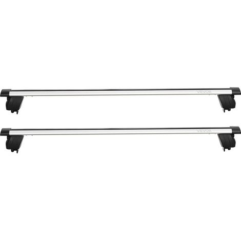 Barres de toit transversales en aluminium verrouillables, capacité 75 kg, compatibles avec rails surélevés, écartement 18-104 cm. (1/5)