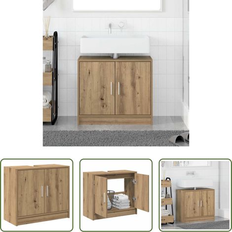 vidaXL Meuble salle de bain - Cabinet de salle de bain Chêne artisanal 63 x 29 x 55 cm (1/5)