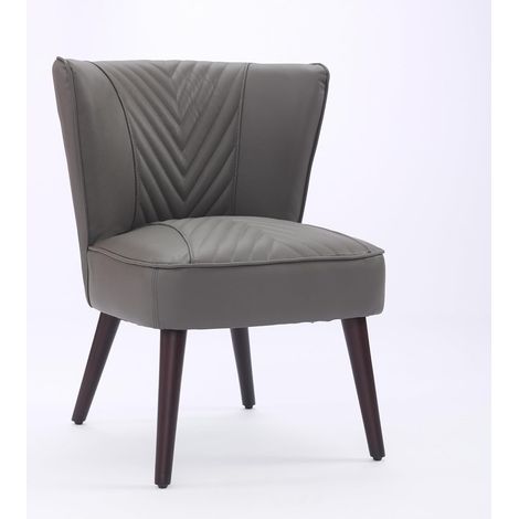 Fauteuil en Cuir véritable,Chaise d'accent Moderne - Structure en Bois d'hévéa Massif - Fauteuil Lounge sans accoudoirs - Salon, Chambre à Coucher, Cuisine