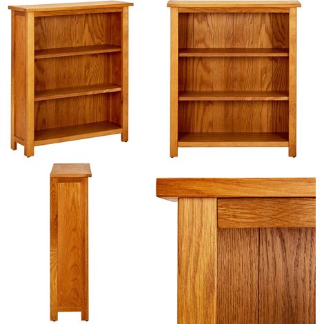 Bibliothèque à 3 étagères 70 x 22,5 x 82cm Bois de chêne massif - Bibliothèque En Bois - Bibliothèque Rustique - Bibliothèque Chêne - Bibliothèque Rangement - Meuble Salle À Manger - Home & Living