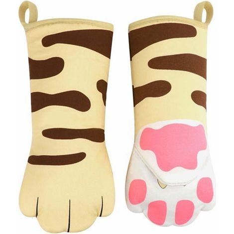 Gants de cuisine mignons en coton antidérapants et résistants à la chaleur avec motif de patte de chat - Gants de cuisine (1/5)