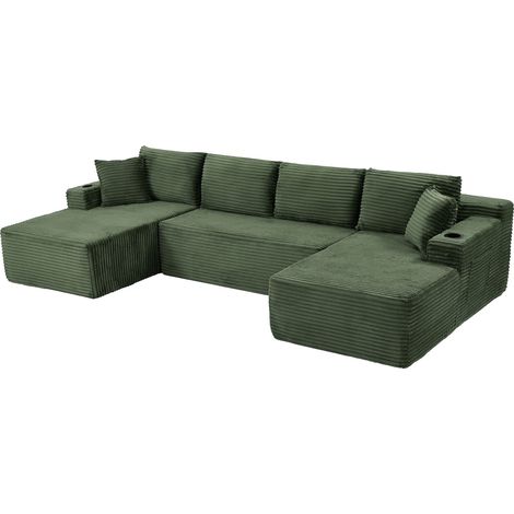 Sofa, komfortabel, 339 x 168 x 82 cm, helles Salbeigrün (1/5)
