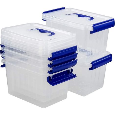 3 Litre Clear Plastic Storage Box, Set of 6 Small Plastic Storage Boxes with Lids (1/5)
