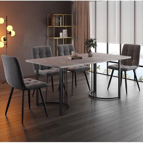 Set tavolo sedie cucina 140x80 MDF 5 pezzi OKMYHOME (1/5)