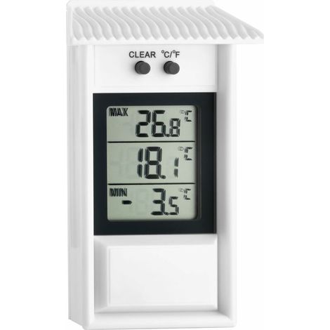 thermomètre numérique Maxima-Minima, 30.1053, résistant aux intempéries, utilisable à l'intérieur ou à l'extérieur, blanc