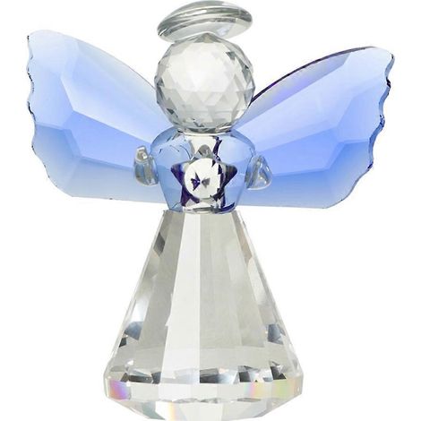 Figurine d'ange gardien en cristal, presse-papier de collection, ailes bleues en verre, ornement, statue, cadeau de mariage (1/5)