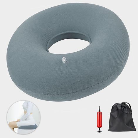 Aufblasbares Sitzkissen aus Polyester, bei Hämorrhoiden, Steißbeinschmerzen und in der Schwangerschaft. (1/5)