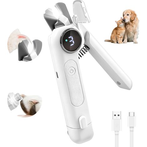 Filiyano-Coupe-ongles et lime électrique 2 en 1 pour chiens - 3 vitesses, rechargeable par USB, avec lumière LED et arrêt rapide pour animaux de (1/5)
