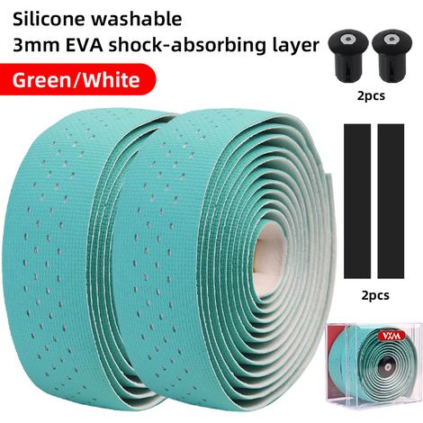 Taches bleues et blanches Sangles de guidon de vélo, protections pour guidon de course, antidérapantes, résistantes à l'usure, confortables, respirantes, absorbant les chocs (1/5)