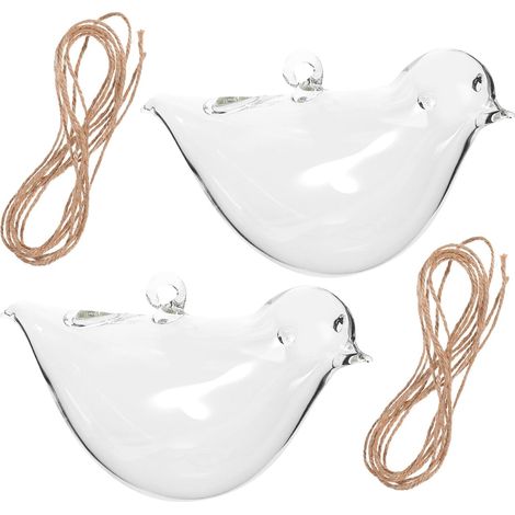 Lot de 2 vases suspendus en verre forme d'oiseau, décoratifs pour plantes d'intérieur et d'extérieur (1/5)