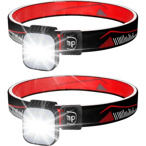 Lampe Frontale Rechargeable, Lot de 2 Torche Frontales LED, Super Lumineux Léger Torche Frontale, Réglable, 4 Modes d'Éclairage & Étanche, pour Pêche, Camping, Cyclisme, Course (1/5)