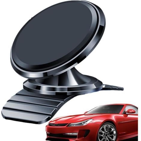 Support de téléphone - - Rotatif 360° - Magnétique - Pour tableau de bord - Noir (1/4)