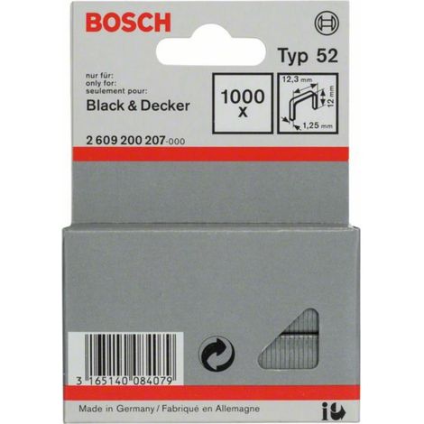 Bosch 2609200207 Agrafes 12 / 12,3 mm 1000 pièces Type 52