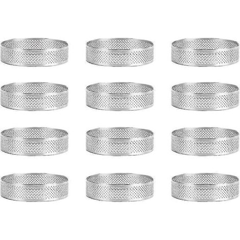 Lot de 12 cercles à gâteaux perforés en acier inoxydable, 6 cm (1/5)