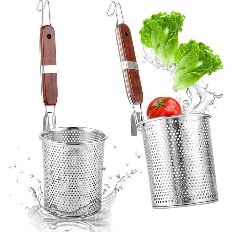 2PCS passoires à pâtes micro-perforées en acier inoxydable, Filtre à Nouilles avec poignée, Panier à pâtes pour Pâtes,Aliments Frits, diamètre 12 cm (1/5)
