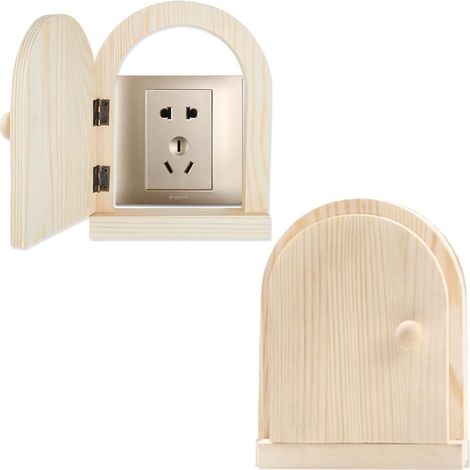 Cache Interrupteur Mural Bois en Forme de Porte 16.2x12.4cm Étanche Cache Prise Couvertures de Prises Auto Adhésives Protection des Interrupteurs pour Salle de Bain Chambres Cuisine (1/5)