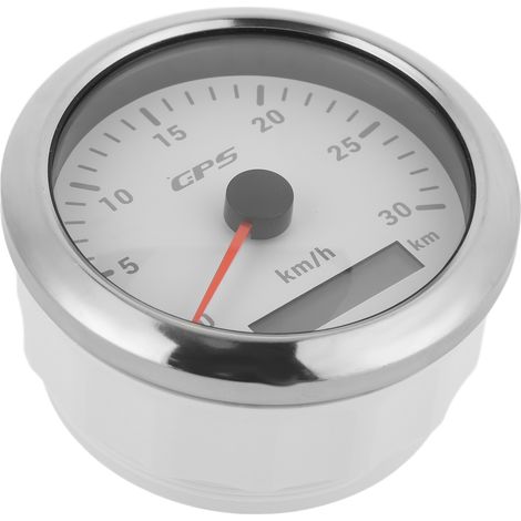 Compteur de vitesse GPS marin et automobile de 85 mm, odomètre universel, 9-32 V avec rétroéclairage 7 couleurs, convient aux voitures, bateaux, camping-cars et yachts, blanc. (1/5)
