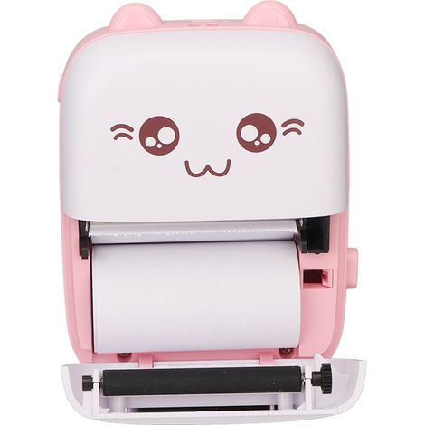 Mini imprimante thermique sans fil auto-adhésive portable de poche, idéale pour les photos, les images, les reçus de bureau, les étiquettes et les notes autocollantes (rose).