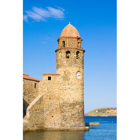 Tableau sur toile clocher de Collioure 65x97 cm - Impression sur Toile Murale Décorative - Image imprimée en HD sur Toile - Toile sur Châssis en Bois FSC - Fabriqué en France (1/4)
