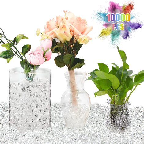50 g / 10 000 perles de gel pour la terre, l'eau et les cristaux, idéales pour remplir les vases et décorer la maison. (1/5)