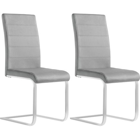 WOLTU Set di 2 Sedie per Sala da Pranzo. Sedie da Cucina Moderne con Schienale Alto. Sedie Cantilever Imbottite Ergonomiche per Soggiorno. Ufficio. in Velluto. Grigio Scuro