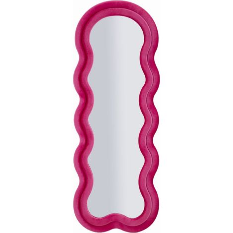 Miroir mural Miki en velours fuchsia 60 x 4 x 160 cm (dimensions intérieures du miroir : 39 x 135 cm) (1/5)