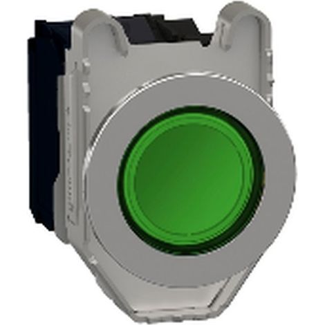 Luz LED PULS con color verde, 24V AC, 1NA 1NC, ideal para señalización.
