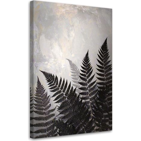 Leinwandbild Schwarze Farnblätter auf beigem Hintergrund 20x30 (1/5)