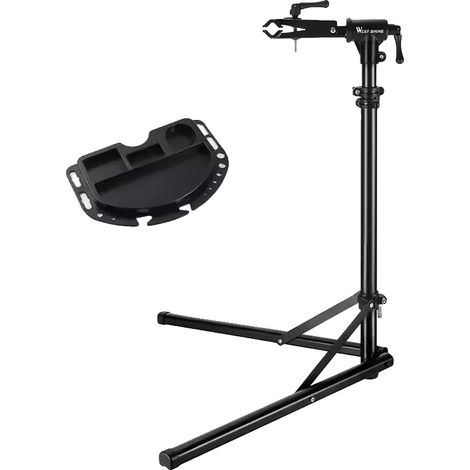 Soporte para bicicleta, altura regulable, diseño ligero, bípode con plataforma. (1/2)