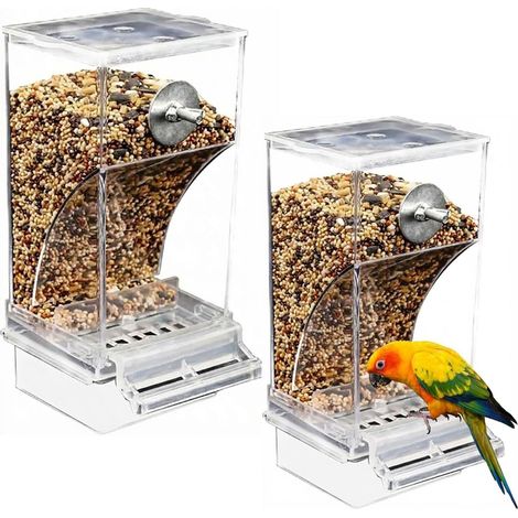 Mangeoire à Oiseaux Automatique Antigaspi Distributeur de Nourriture Transparent pour Cage Cage à Oiseaux Perruche Canari Cockatiel 2 Pièces (1/5)