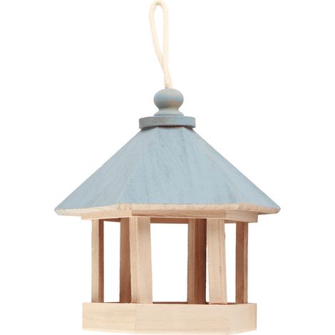 1 Mangeoire pour oiseaux, forme de nichoir en bois, avec corde de suspension, pour jardin ou parc (1/5)