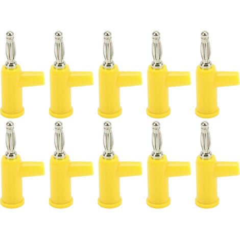 Lot de 10 fiches bananes sans soudure en laiton ABS, à vis ouverte, pour onduleurs, 4 mm, jaune (1/5)
