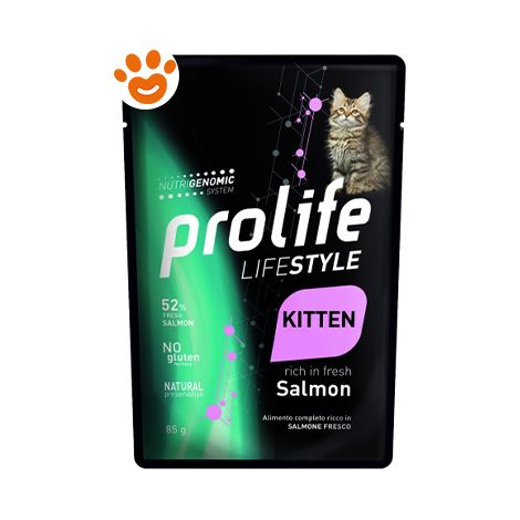 Prolife Cat Lifestyle Kitten Salmone - Prolife Cat Lifestyle Kitten Salmone - Bustina Da 85 Gr (1/3)