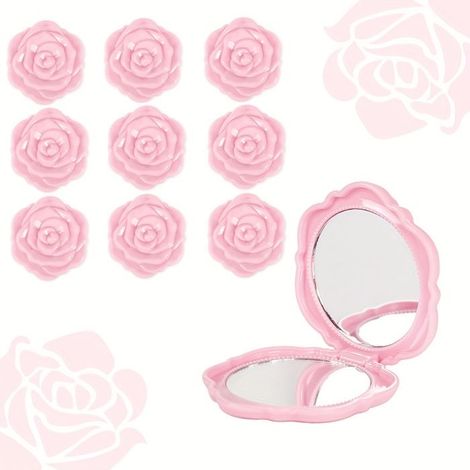 Lot de 9 miroirs roses – Miroirs de poche pliables au motif pétales de rose – Cadeaux pour demoiselles d'honneur (Rose) (1/5)