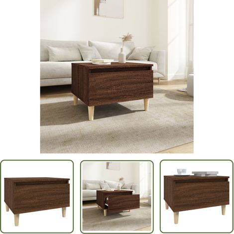 The Living Store Table d'appoint Chêne marron 50x46x35 cm Bois d'ingénierie - Table D'appoint - Meuble Design - Table Basse - Mobilier Scandinave - Table Chic (1/5)