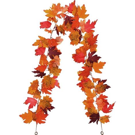 Guirlande de feuilles d'érable artificielles, décoration d'automne pour Thanksgiving et Halloween, double vigne d'érable, A01 (1/5)