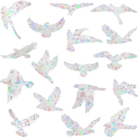 Autocollants anti-collision pour oiseaux de fenêtre, protection de porte en verre et sauvez les oiseaux, réflexion, 20 Pcs, Prisme arc-en-ciel