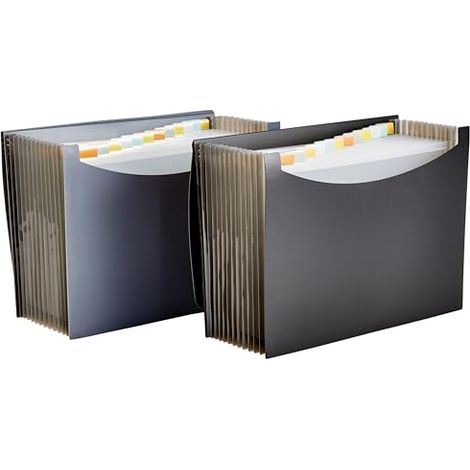 Lot de 2 porte-documents type trieurs à soufflets Format lettre (A4), Gris,Noir (1/5)