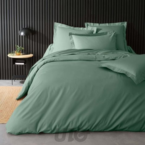 Housse de couette 2 personnes 240 x 220 cm – Percale de coton 78 fils – Tilleul (1/5)