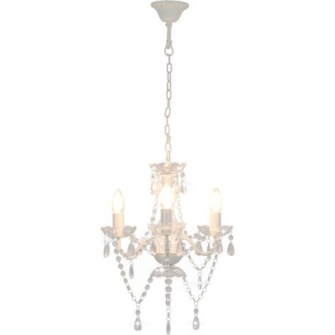 Lustre avec perles Blanc Rond 3 x E14 (1/5)