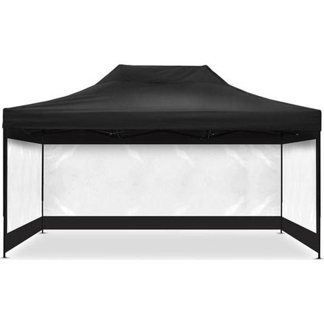 Tendone pieghevole - Tourtecs - 3x4,5m - Nero - Pareti trasparenti
