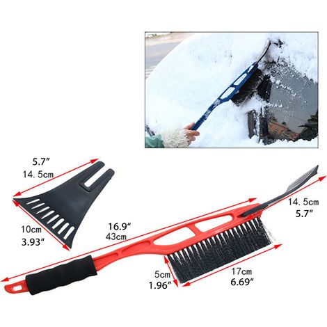 Brosse à neige 2 en 1 avec raclette, grattoir à glace, poignée en mousse, pelle à neige antigel pour pare-brise de voiture, camion, SUV, monospace, dégivreur de vitres (1/5)