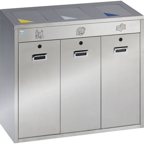 VAR, Système de tri des déchets, inox, capacité 3 x 48 l,