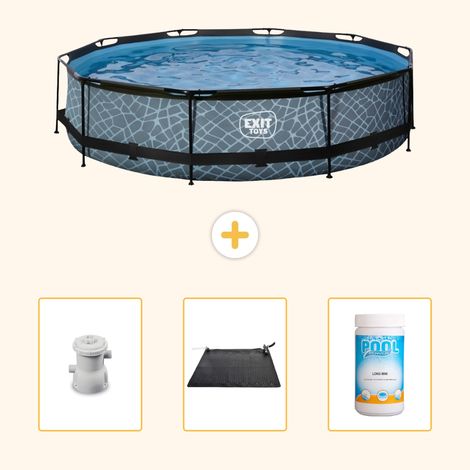 Exit-toys Piscine Exit Ronde - Effet Pierre - 360x76 cm - 4-pièces  SCB92 (1/5)