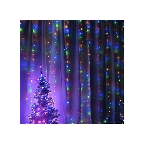 SZTXJ Lichterkette für Fenstervorhänge, 3 m x 3 m, 300 LED-Sternenlichter, USB-betrieben, Fernbedienung und Timer, Wasserfall-Lichterkette für Partydekoration