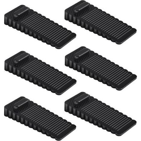 Cale Porte PVC 6 Pièces, Bloque Porte Sol Réglable en Hauteur et Empilée, Arrêts de Portes pour Portes et Sols de Divers Matériaux - Noir (1/4)