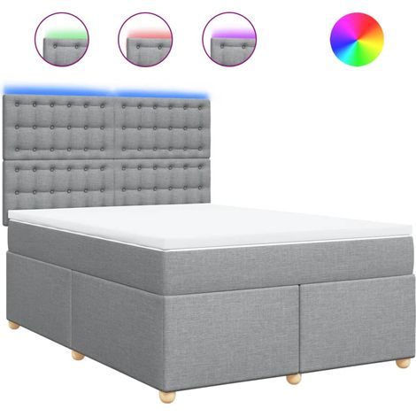 Maison Exclusive - Cama box spring con colchón tela gris claro 14