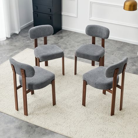 Lot de 4 chaises de salle à manger avec dossier incurvé, gris