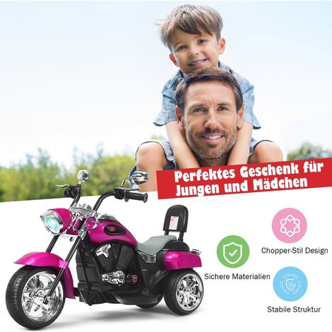 Moto electrica de 6 v con bateria y musica 91 x 48 x 64 cm color rosa y rojo