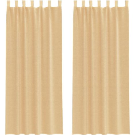 Maison Exclusive - Voile Vorhänge mit Schlaufen 2 Stk. Sandfarbe